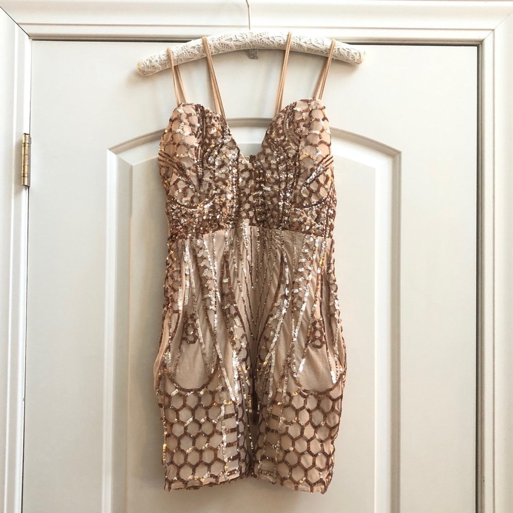 Gold Sequin Party Dress